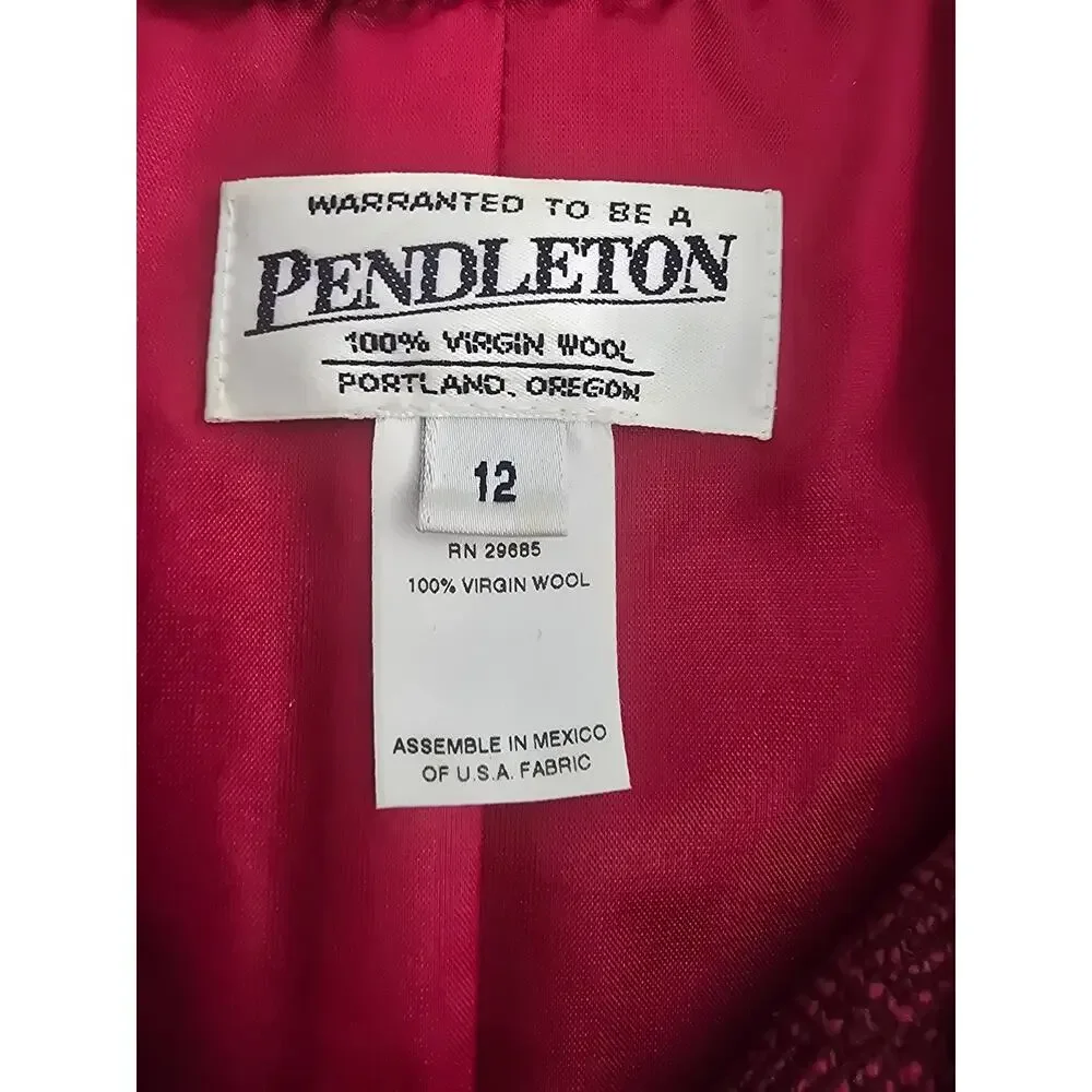 Pendleton Women’s Red Wool Blazer Jacket Size 12 Button Front Lined Vintage‎